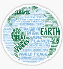 Protect Earth - Blue Green Words for Earth Sticker