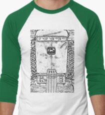 John Deere Tractor Black and White Chrome Photo Design Men's Baseball ¾ T-Shirt