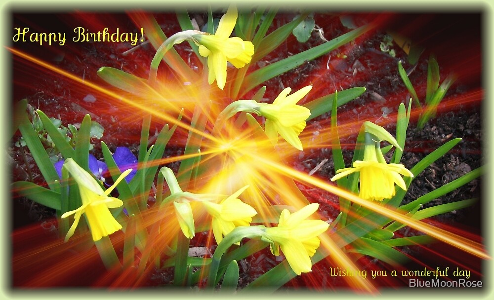 "Extra Terrestrial Daffodils Birthday Card" by BlueMoonRose Redbubble