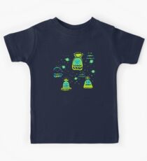 Neon Alien Spaceship Pattern Kids Tee