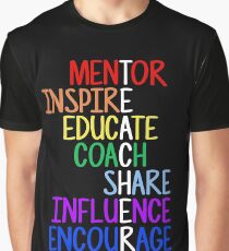 Teacher Meaning Mentor Inspire Educate Coach Share Graphic T-Shirt
