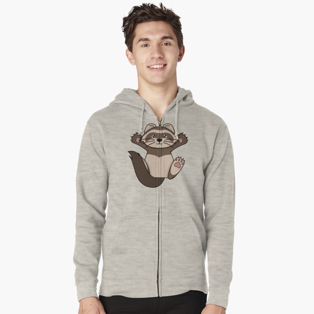 "Cuddly ferret" Zipped Hoodie by rainbowcho Redbubble