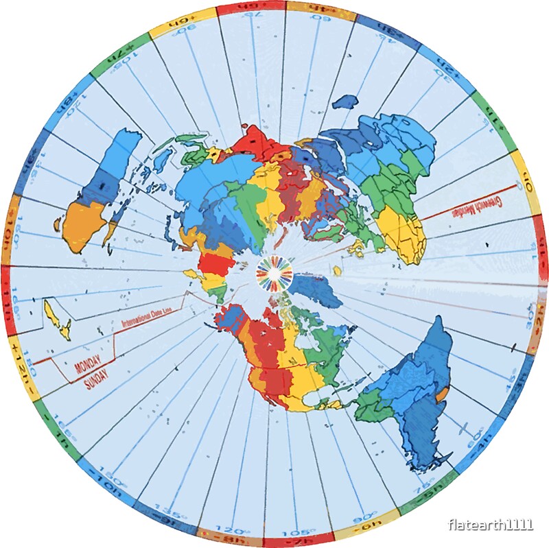 flat earth map with countries