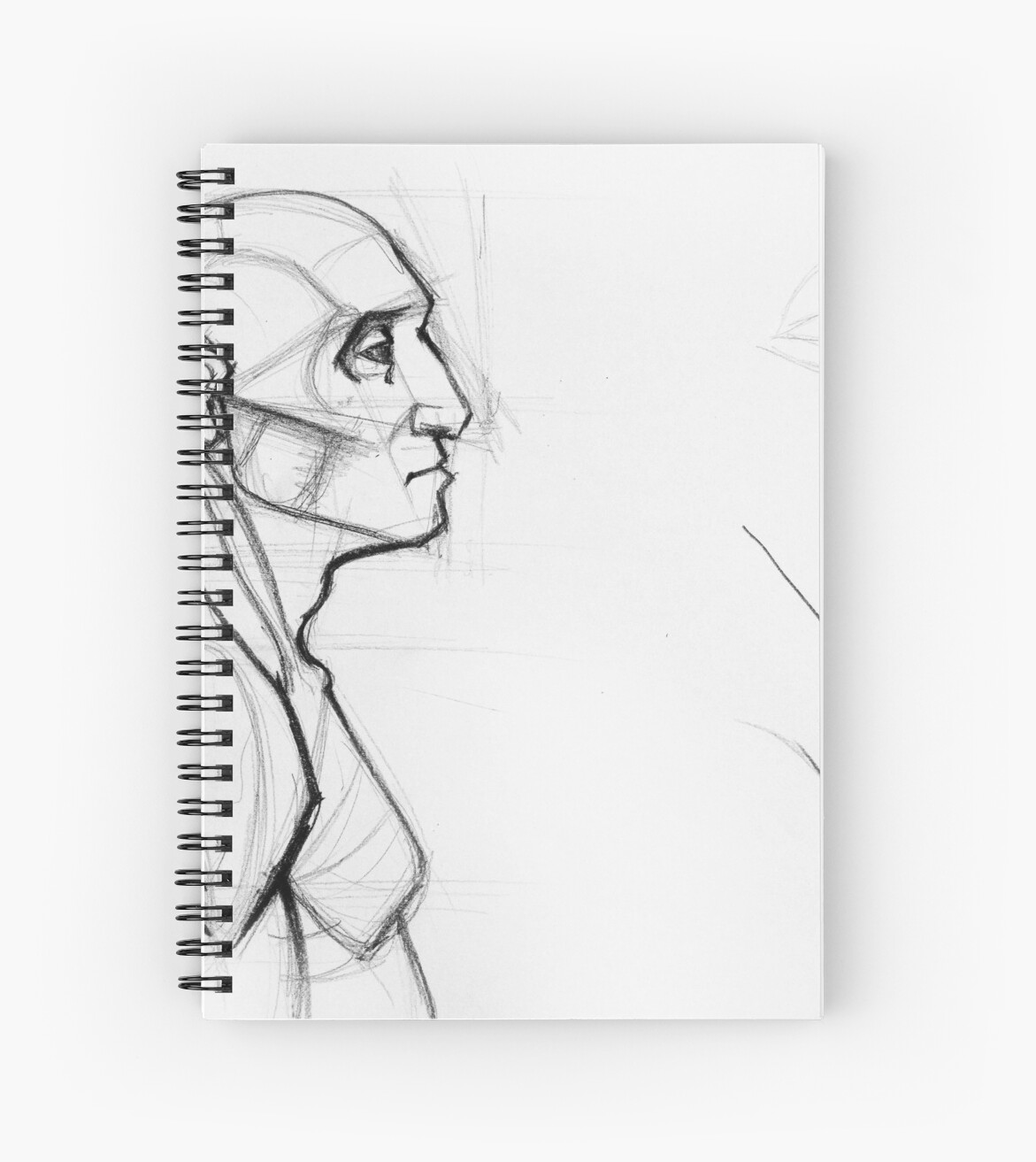 outline drawing sketch of side profile of a human male head and