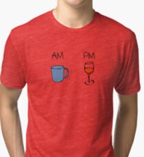 AM Coffee PM Wine Tri-blend T-Shirt