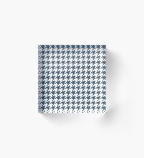 Dusky Blue Houndstooth Pattern Acrylic Block