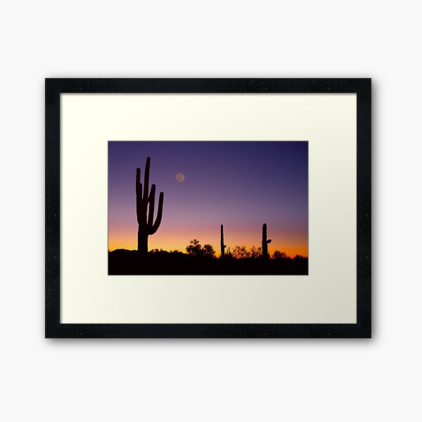 Early Morning Southwest USA Desert Moon Glow Framed Art Print