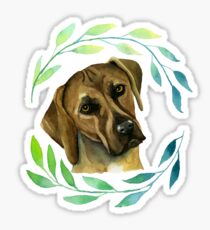 Rhodesian Ridgeback with a Wreath Watercolor Painting Sticker