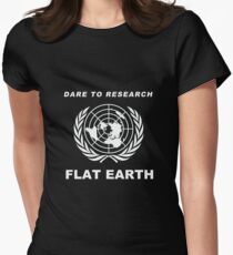 Dare to Research Flat Earth - Flat Earth Theory Map Logo Classic Women's Fitted T-Shirt