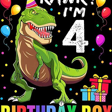 Kids Four A Saurus Birthday T Rex 4 Year Old Dino 4th Dinosaur Sticker for  Sale by HugheDemeyer