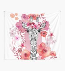 FLOWER GIRAFFE Wall Tapestry