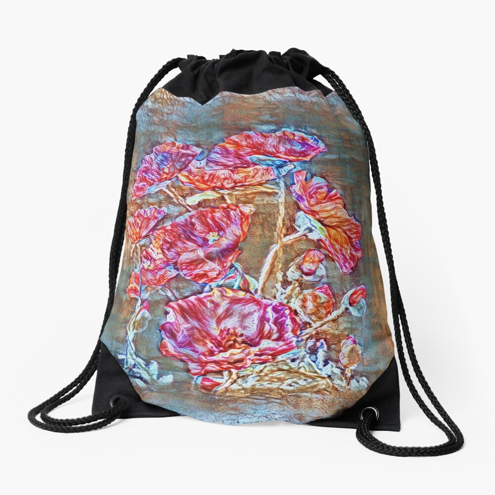 Poppies Drawstring Bag