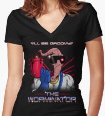 The Worminator Women's Fitted V-Neck T-Shirt