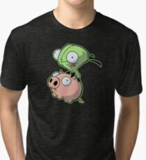 Gir riding his Pig Tri-blend T-Shirt