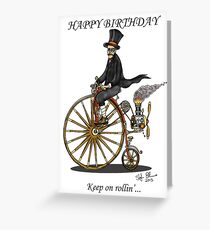 Tarjeta de felicitación TARJETA DE CUMPLEAÑOS DE STEAMPUNK PENNY FARTHING BICYCLE