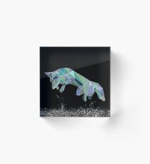 Geometric Ice Fox Acrylic Block