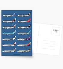 Airbus A380 Operators Illustration - Blue Version Postcards