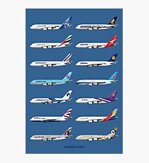 Airbus A380 Operators Illustration - Blue Version Photographic Print