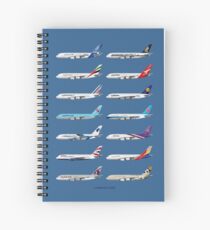 Airbus A380 Operators Illustration - Blue Version Spiral Notebook