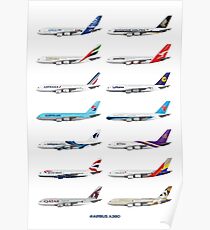 Airbus A380 Operators Illustration Poster