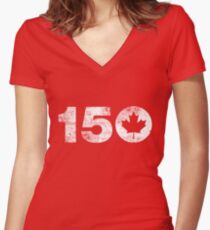 Canada 150 Women's Fitted V-Neck T-Shirt