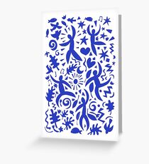 Cuban Salsa - blue on white - contemporary dance pattern by Cecca Designs Greeting Card