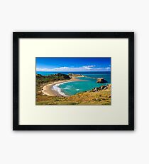 White lighthouse, location - Castlepoint, New Zealand Framed Print