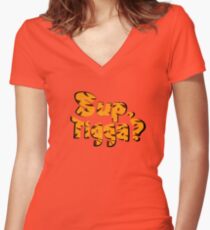 Sup, Tigga? Women's Fitted V-Neck T-Shirt