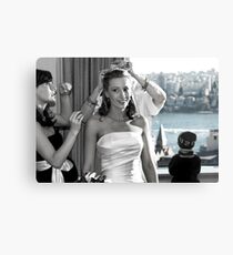 Fussing over the bride... Canvas Print