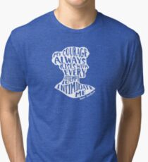 My Courage Rises Pride and Prejudice Jane Austen Quote Design Tri-blend T-Shirt