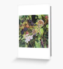 Dormouse / Hazel-mouse with Speckled wood butterfly Greeting Card