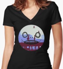 Nier Automata 2B and 9S Emil Face Women's Fitted V-Neck T-Shirt
