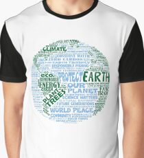 Camiseta gráfica Protect Earth - Palabras verdes azules para la tierra