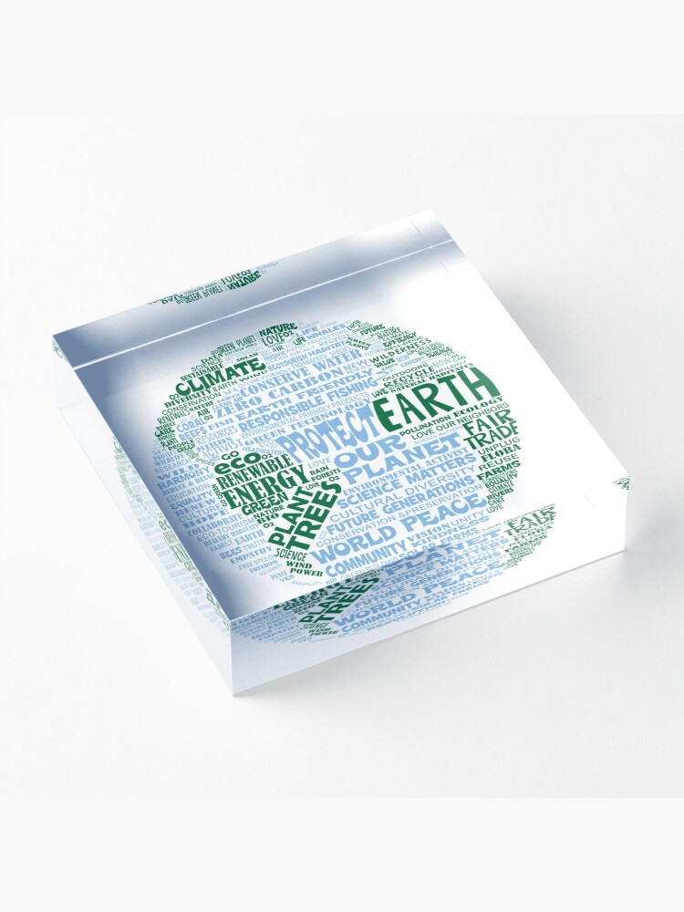 Alternate view of Protect Earth - Blue Green Words for Earth Acrylic Block