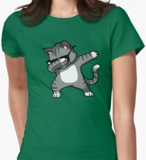 Dabbing Cat Funny Hip Hop T-shirt Women's Fitted T-Shirt