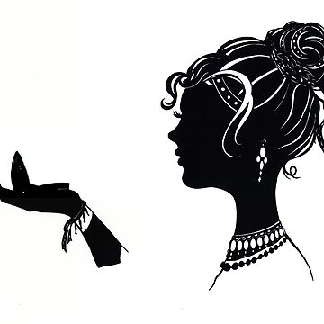 Vanity , Fashion illustration Beauty Paper Cutout black and white  silhouette signed print Sexy Woman Girl Makeup Jewelry Modern & Minimal |  A-Line