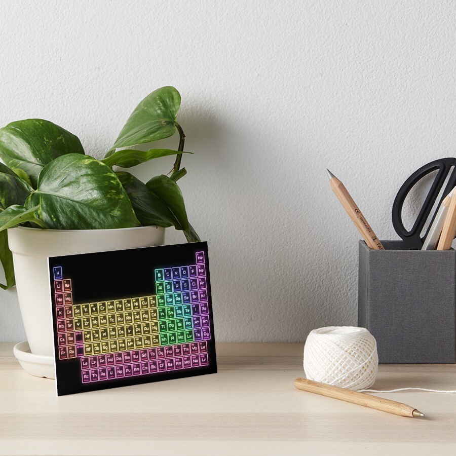 Rainbow Neon Glow Periodic Table Art Board Print