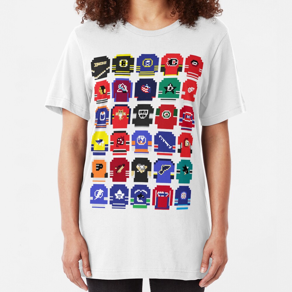 8-Bit Hockey Jerseys Slim Fit T-Shirt