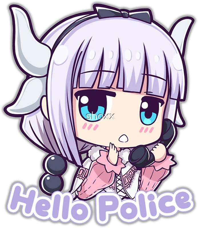 "Kanna Dragon Maid Hello Police" Stickers by shoxx Redbubble