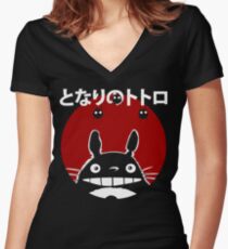 Totoro Women's Fitted V-Neck T-Shirt