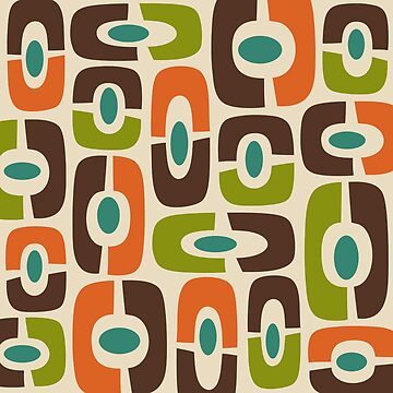 Artwork thumbnail, Mid Century Modern Cosmic Abstract Brown Blue Green Orange and Beige by tonymagnerart