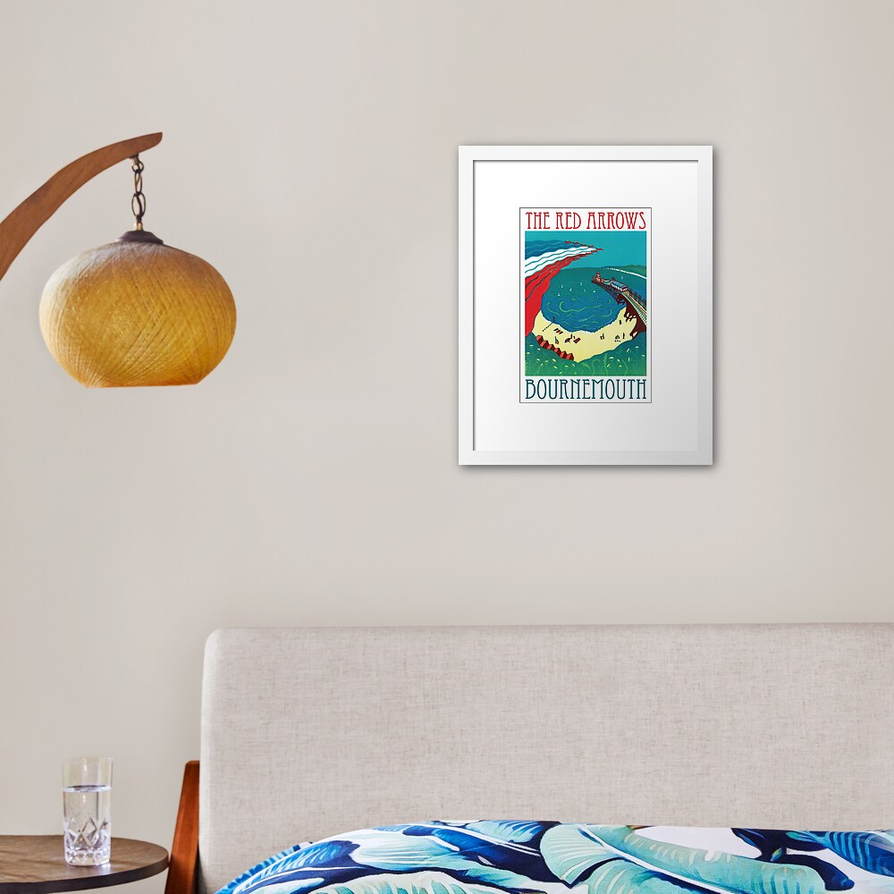 Red Arrows, Bournemouth - Original Linocut by Francesca Whetnall Framed Art Print