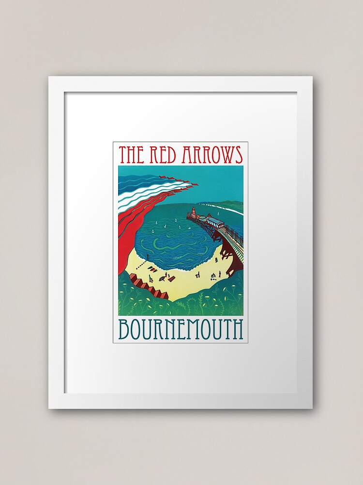 Alternate view of Red Arrows, Bournemouth - Original Linocut by Francesca Whetnall Framed Art Print