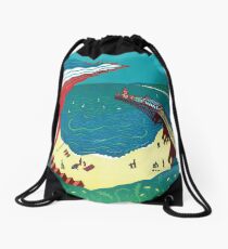 Red Arrows, Bournemouth - Original Linocut by Francesca Whetnall Drawstring Bag