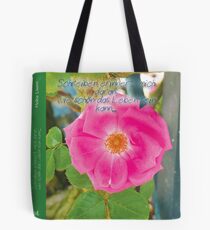 pink flower with saying & quot; Writing reminds me .... & quot; Tote Bag