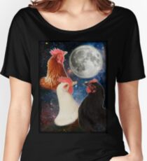 3 Chicken Moon Women's Relaxed Fit T-Shirt