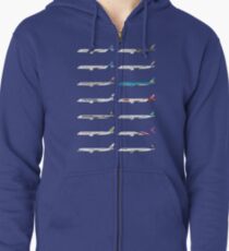 Airbus A350 Operators Illustration - Blue Version Zipped Hoodie