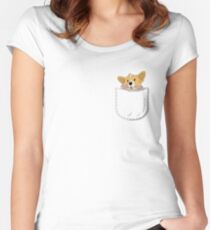 Pocket Corgi Pup Women's Fitted Scoop T-Shirt