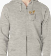 Pocket Corgi Pup Zipped Hoodie