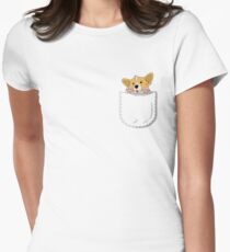 Pocket Corgi Pup Women's Fitted T-Shirt